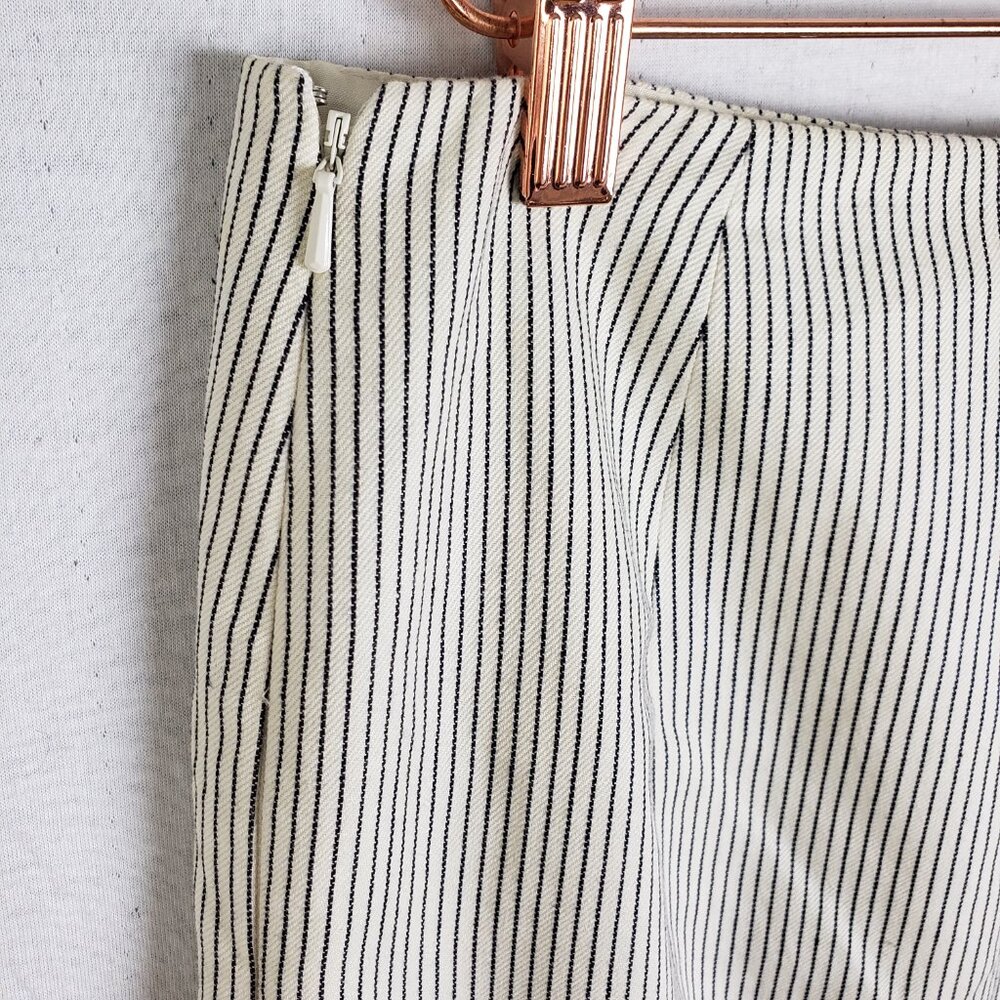 Lauren Ralph Lauren Pinstripe Skirt Flounce Pencil Mermaid Cotton Linen size 4 - Picture 7 of 9